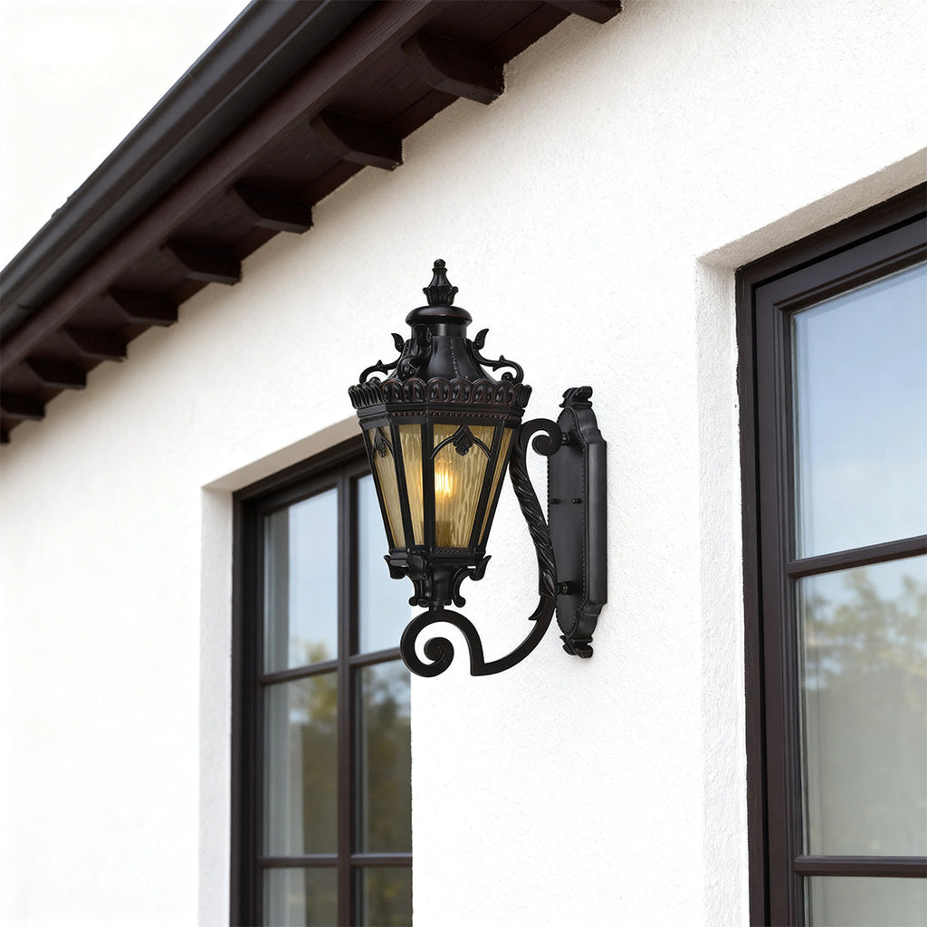 WINDSOR BLACK ALUMINUM OUTDOOR WALL LANTERN - WEATHERPROOF DESIGN
