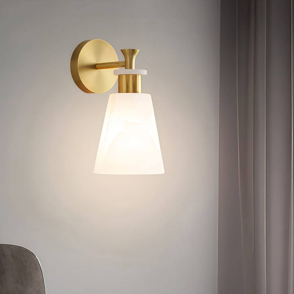 WINTERBOURNE BRASS AND MARBLE WALL LIGHT