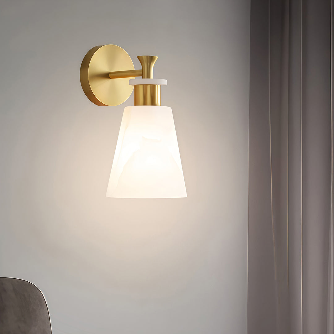 WINTERBOURNE BRASS AND MARBLE WALL LIGHT