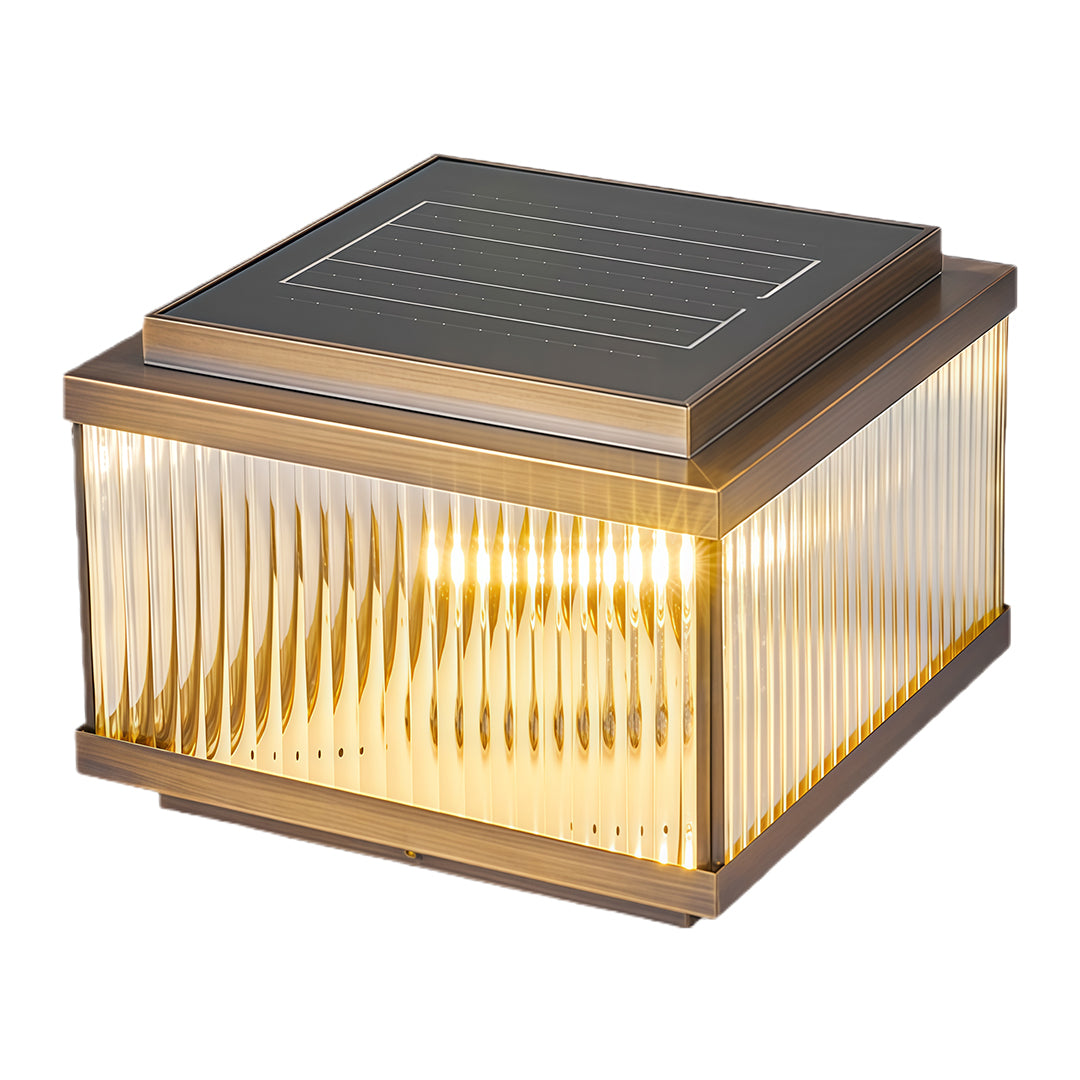 BRAMBLETON SQUARE COPPER OUTDOOR LANTERN WITH RIBBED GLASS