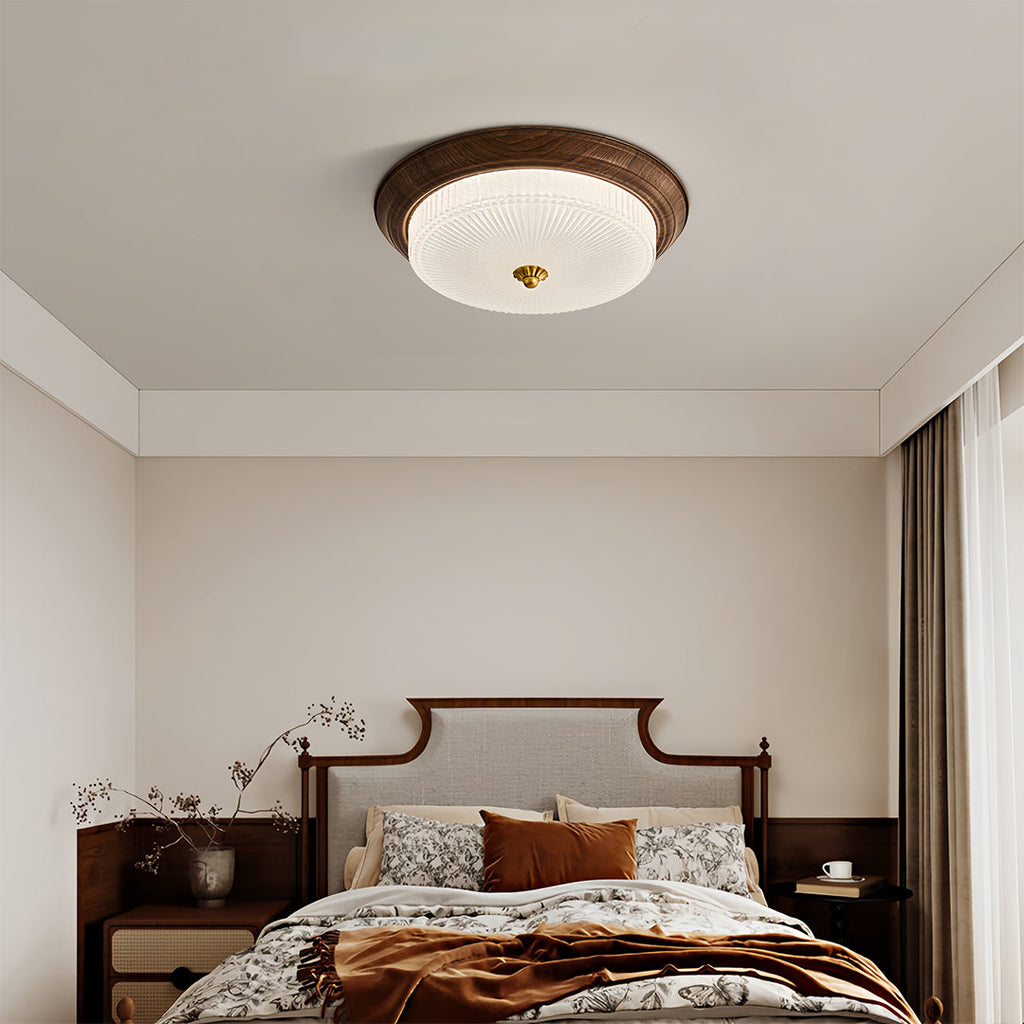WINTHORPE WALNUT HORIZON FLUSH MOUNT LIGHT