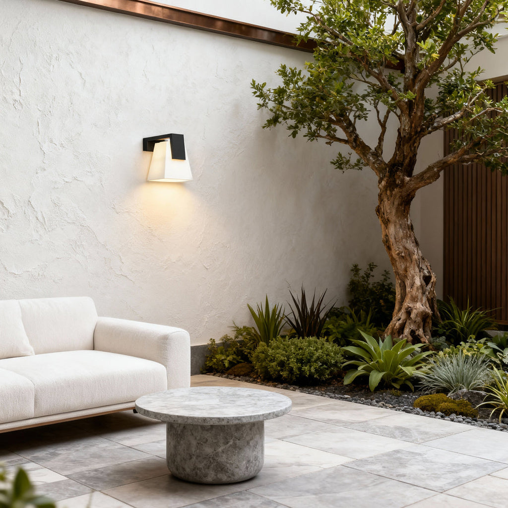 WINTERBOURNE BLACK GEOMETRIC OUTDOOR WALL LANTERN