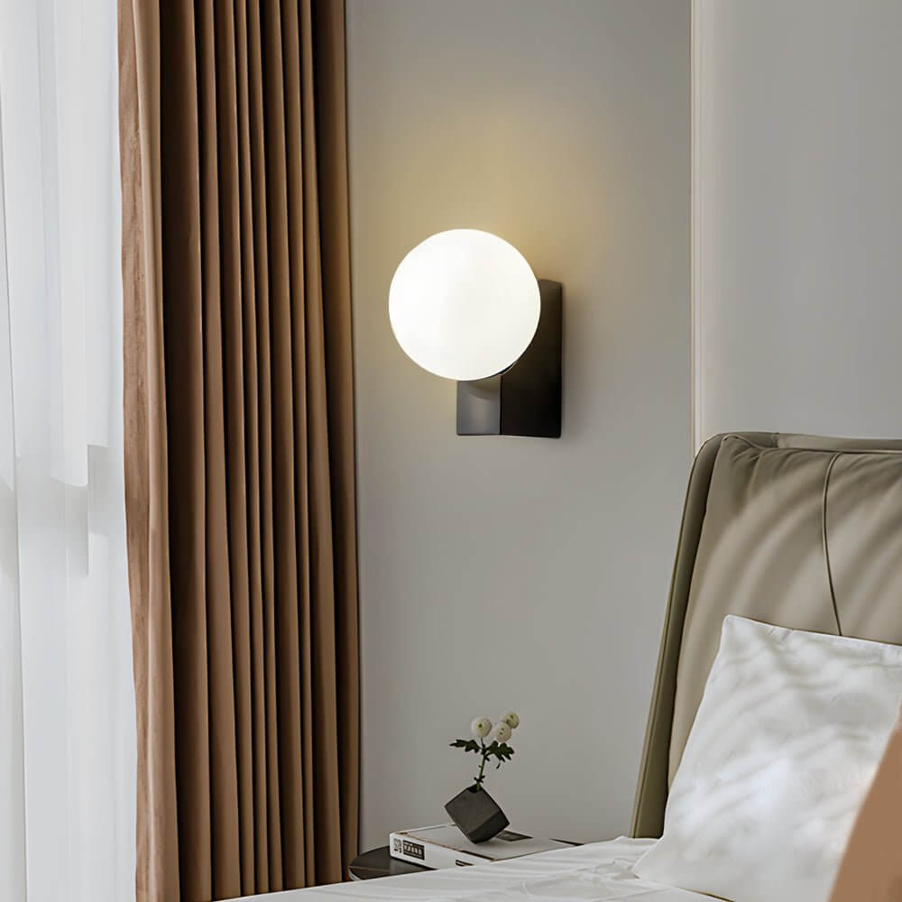 WINDSOR CREAM GLASS ORB WALL SCONCE WITH DIMMING CAPABILITY
