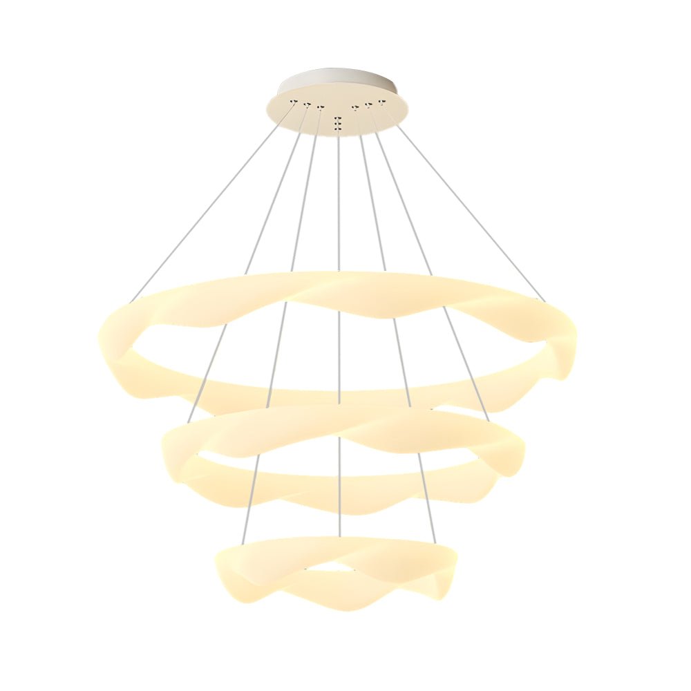 WINTHROPE DIMENSIONAL CREAM CHANDELIER WITH TRIPLE LIGHTING MODES