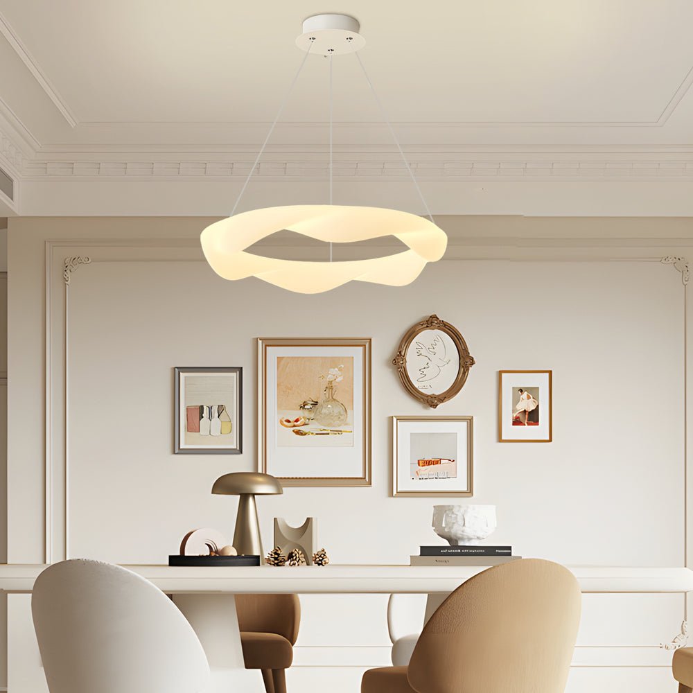 WINTHROPE DIMENSIONAL CREAM CHANDELIER WITH TRIPLE LIGHTING MODES
