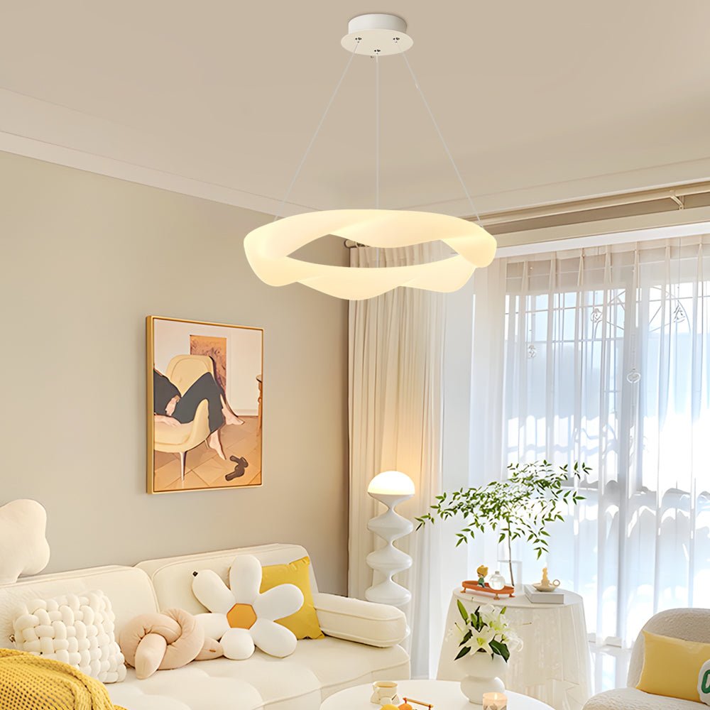 WINTHROPE DIMENSIONAL CREAM CHANDELIER WITH TRIPLE LIGHTING MODES