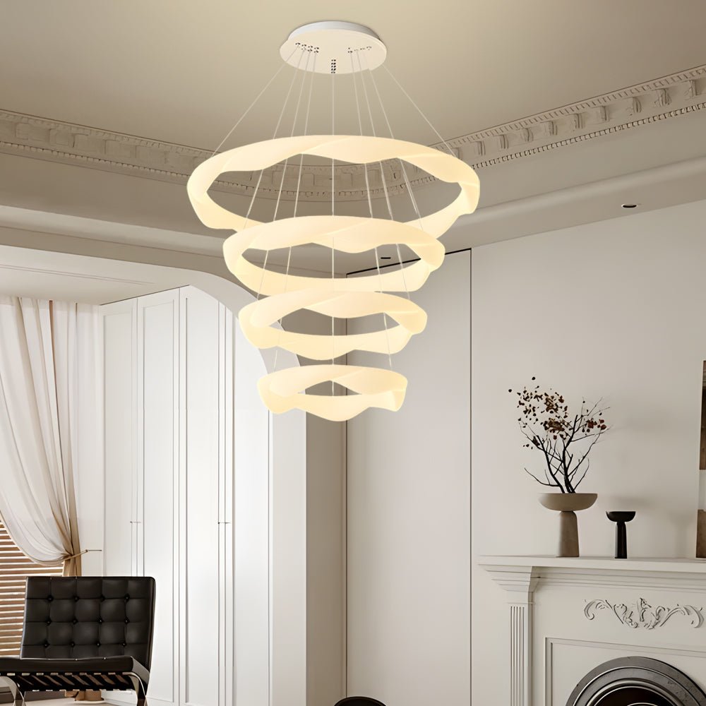 WINTHROPE DIMENSIONAL CREAM CHANDELIER WITH TRIPLE LIGHTING MODES