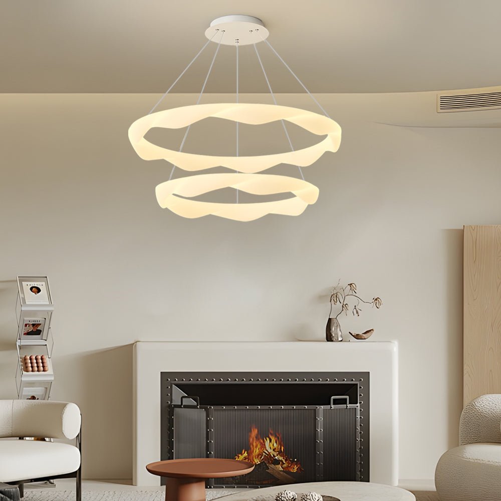 WINTHROPE DIMENSIONAL CREAM CHANDELIER WITH TRIPLE LIGHTING MODES