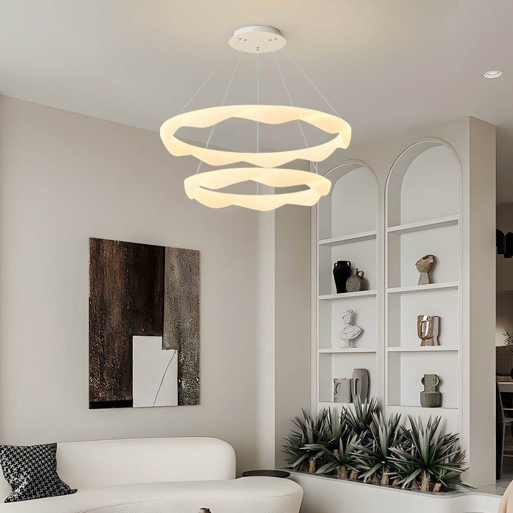 WINTHROPE DIMENSIONAL CREAM CHANDELIER WITH TRIPLE LIGHTING MODES