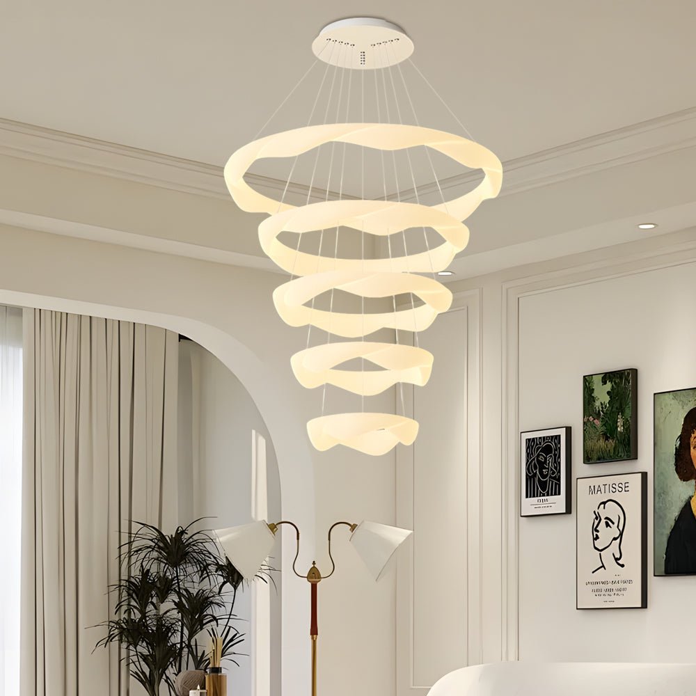 WINTHROPE DIMENSIONAL CREAM CHANDELIER WITH TRIPLE LIGHTING MODES