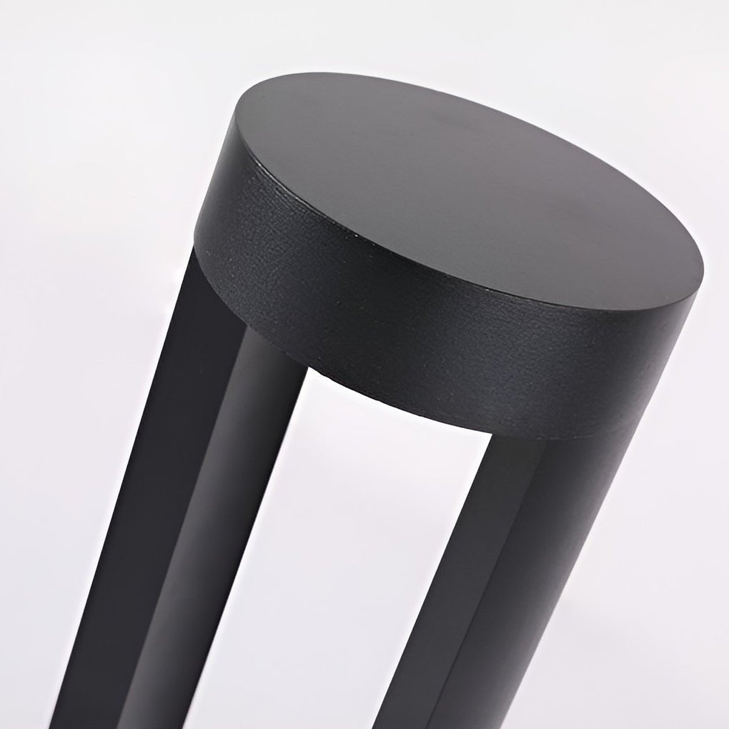 WINTHORPE AQUA GUARDIAN OUTDOOR BOLLARD LANTERN, HOLLOW CYLINDRICAL BLACK DESIGN FOR STYLISH EXTERIOR ILLUMINATION