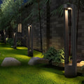WINTHORPE AQUA GUARDIAN OUTDOOR BOLLARD LANTERN, HOLLOW CYLINDRICAL BLACK DESIGN FOR STYLISH EXTERIOR ILLUMINATION