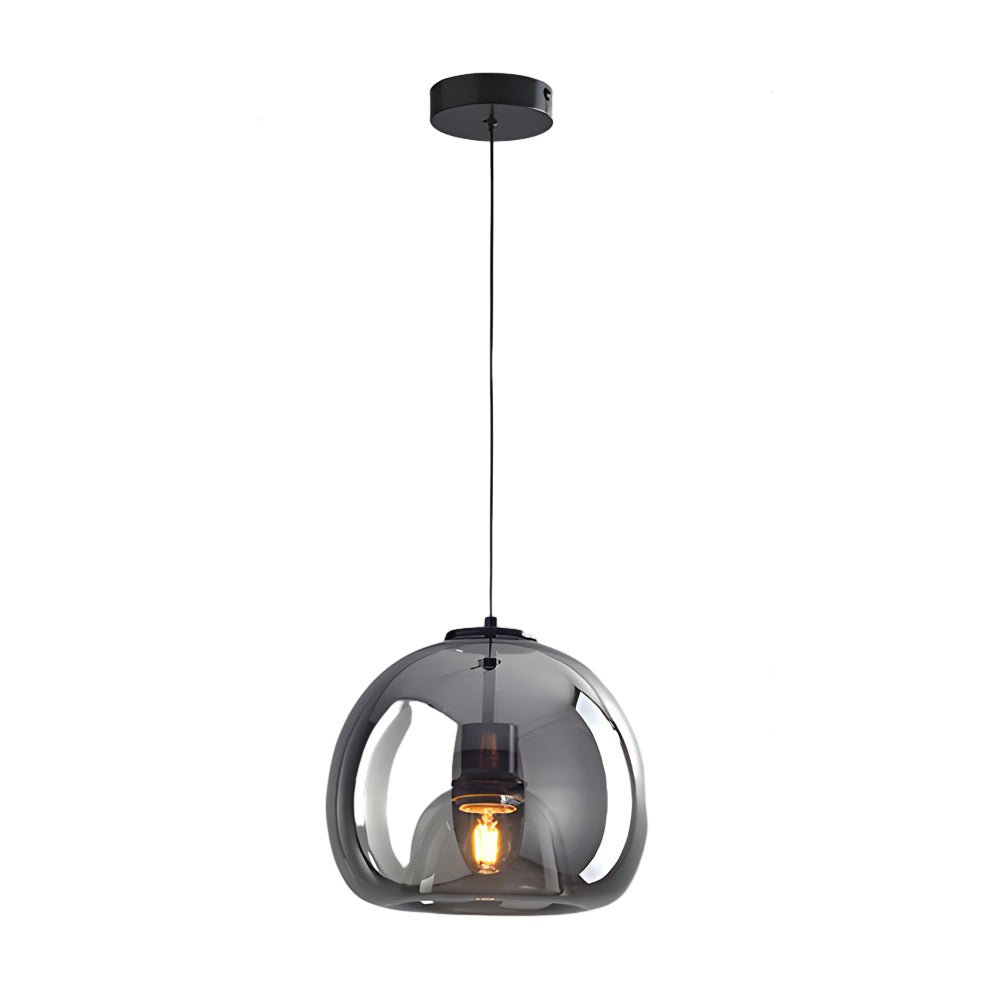 WINDSOR SMOKE GRAY GLASS COGNAC HANGING LANTERN