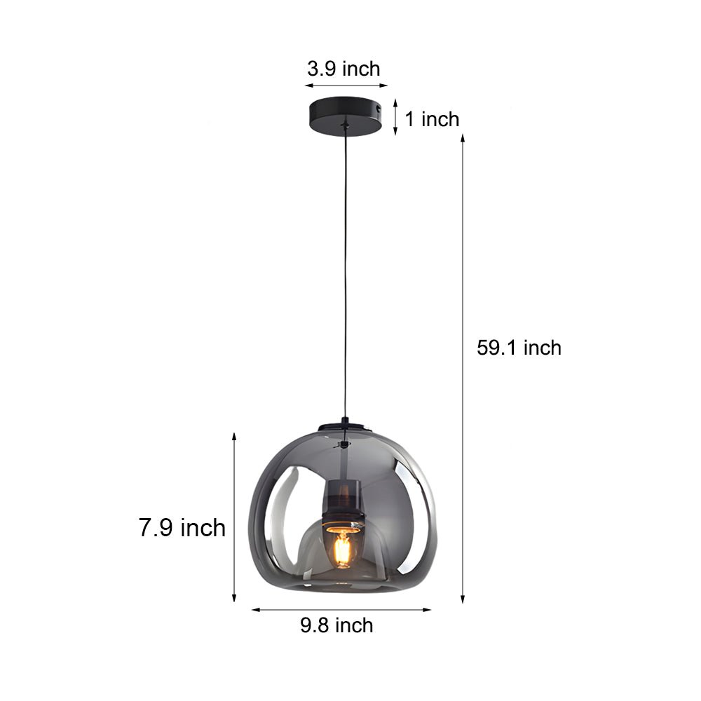 WINDSOR SMOKE GRAY GLASS COGNAC HANGING LANTERN