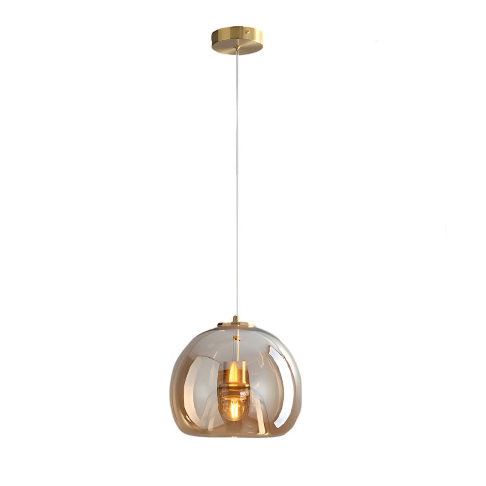 WINDSOR SMOKE GRAY GLASS COGNAC HANGING LANTERN