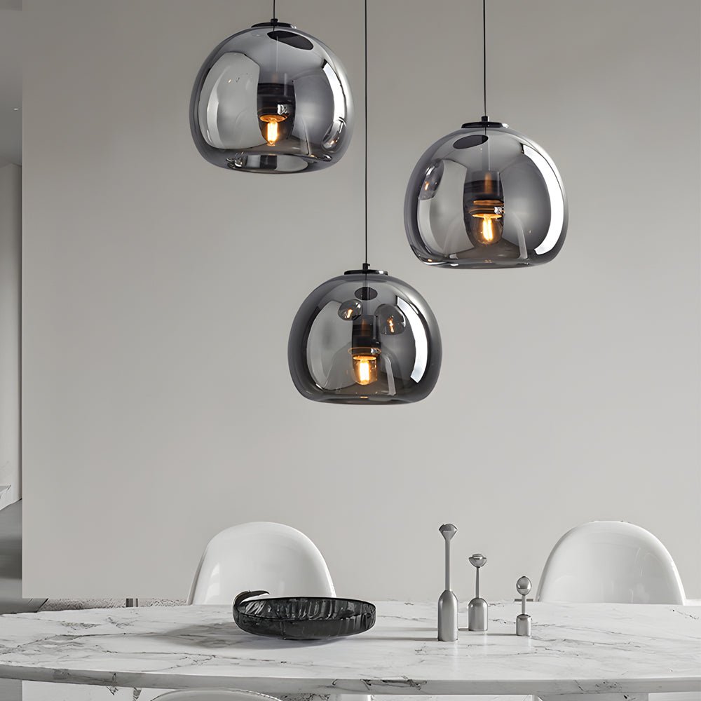 WINDSOR SMOKE GRAY GLASS COGNAC HANGING LANTERN