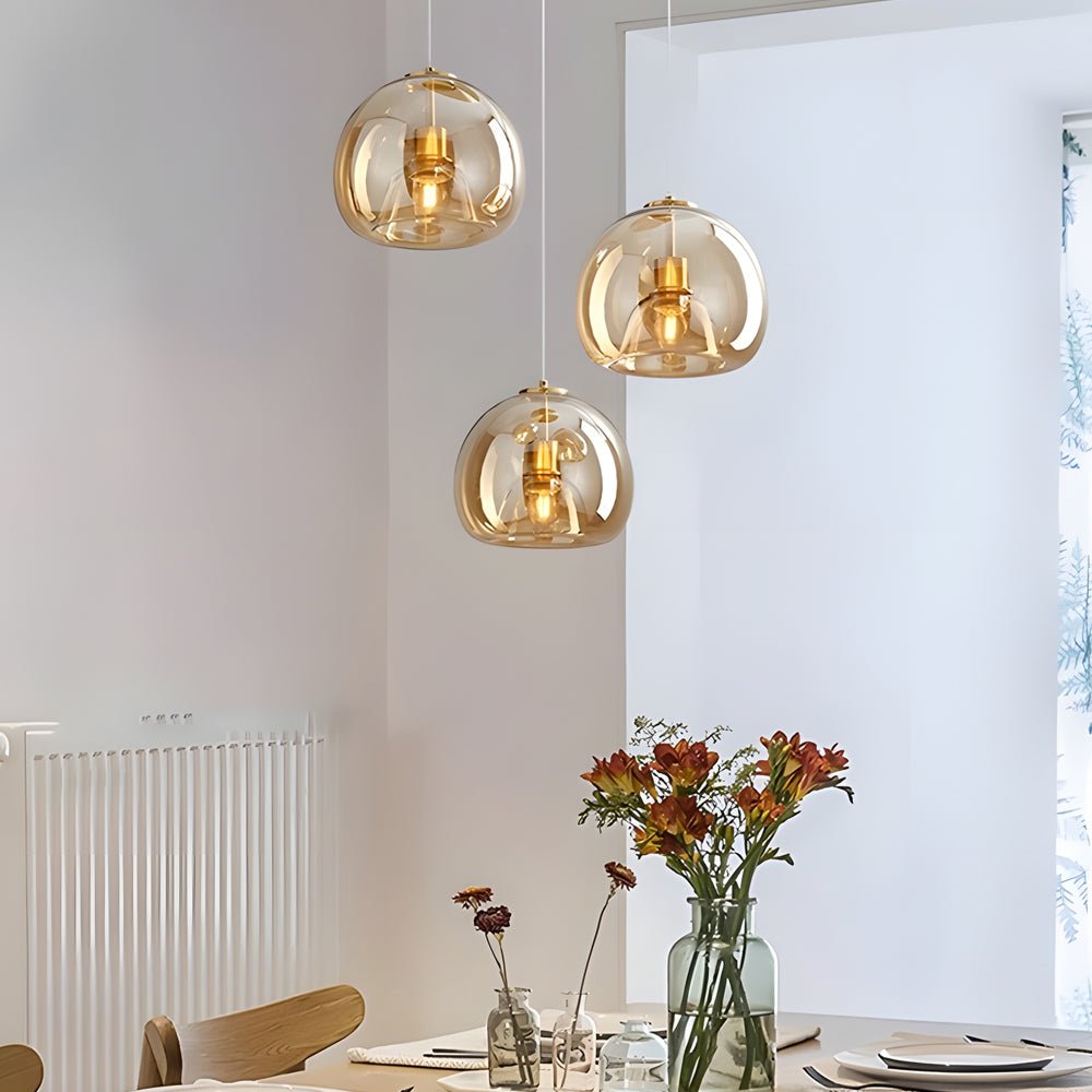 WINDSOR SMOKE GRAY GLASS COGNAC HANGING LANTERN