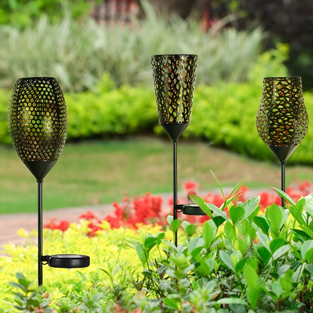 WINTERBORNE RUSTIC VINTAGE WINE GLASS SOLAR GARDEN LANTERNS