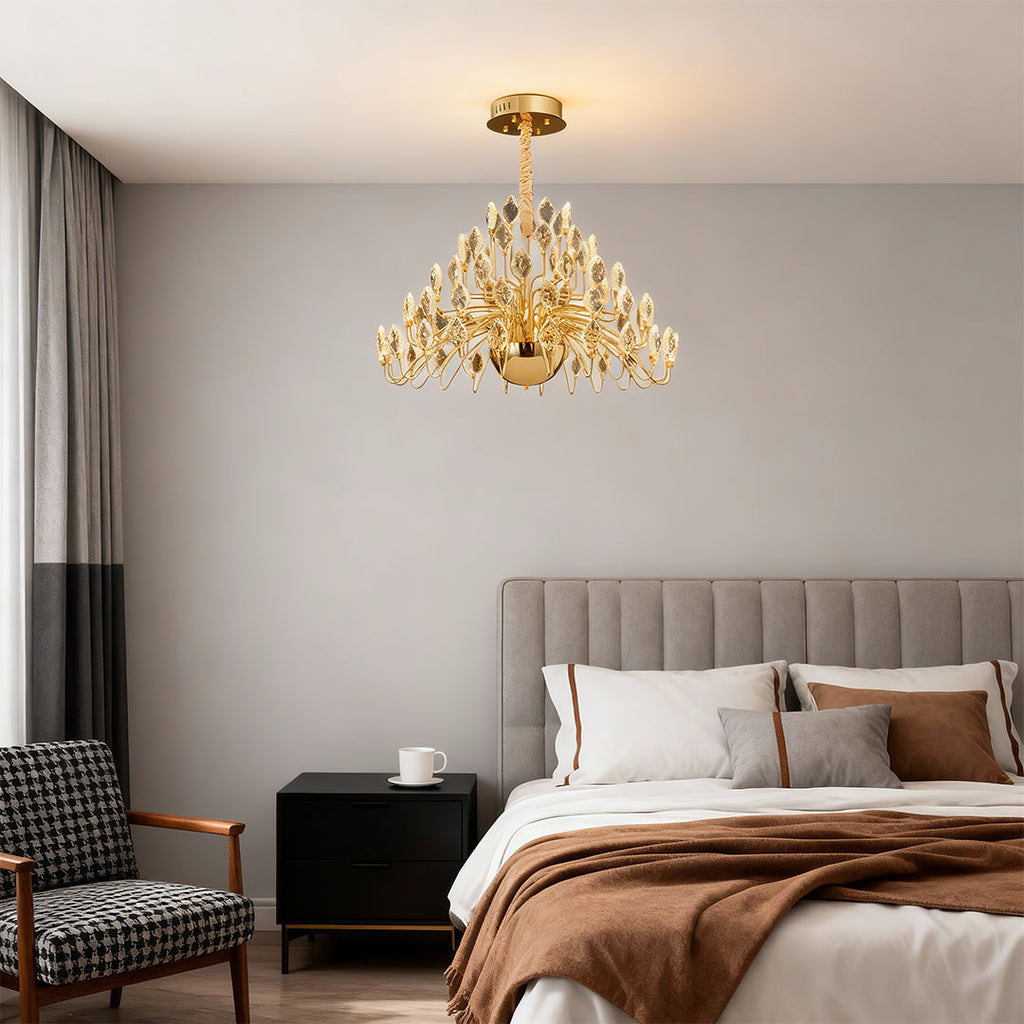 VANDERBILT GILDED CRYSTAL CROWN CEILING LUMINAIRE