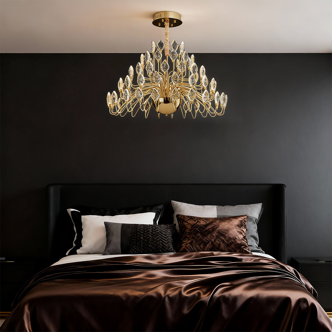 VANDERBILT GILDED CRYSTAL CROWN CEILING LUMINAIRE