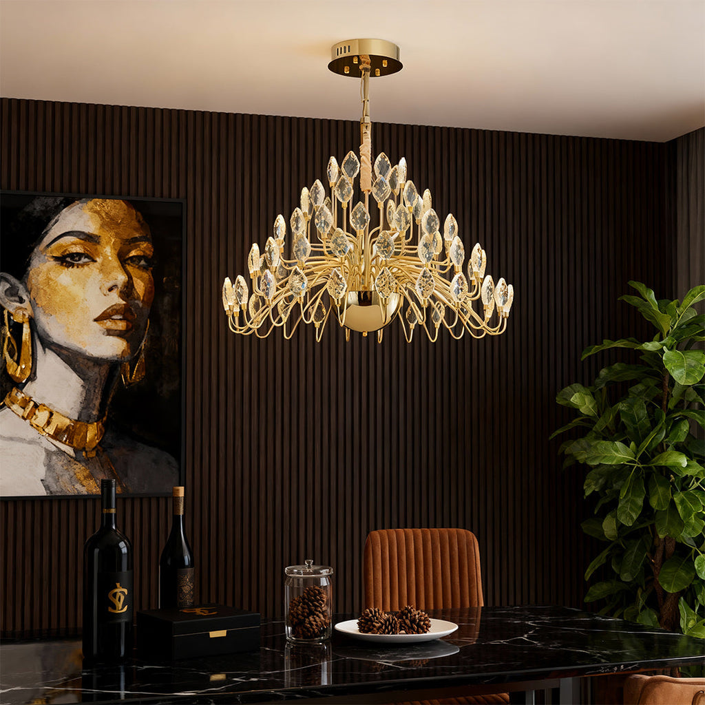 VANDERBILT GILDED CRYSTAL CROWN CEILING LUMINAIRE
