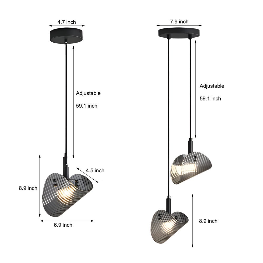 WINTERBOURNE SMOKY GLASS CURVED PENDANT LIGHT WITH DIMMABLE FEATURE