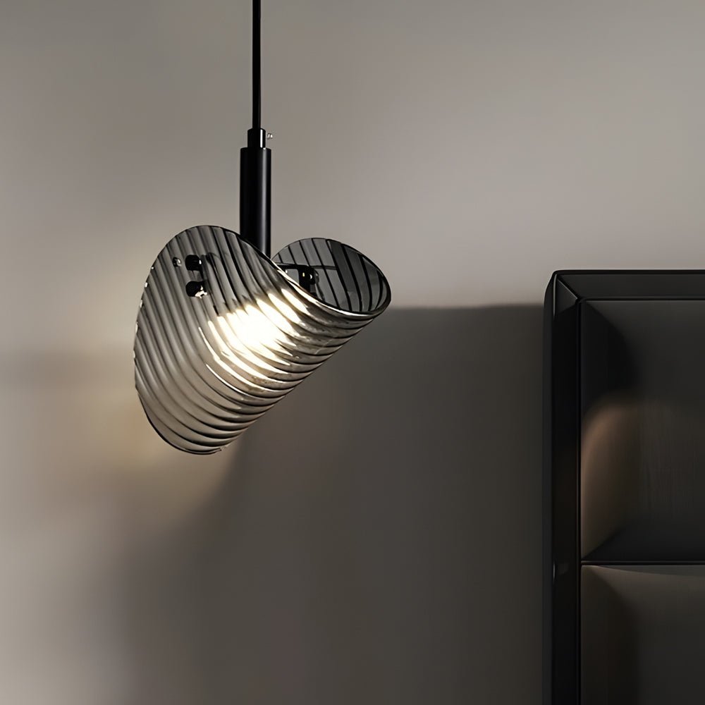 WINTERBOURNE SMOKY GLASS CURVED PENDANT LIGHT WITH DIMMABLE FEATURE