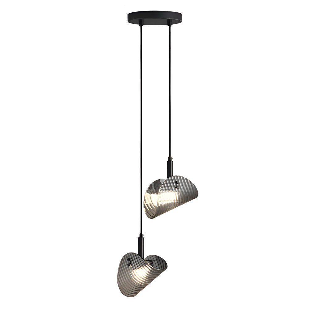WINTERBOURNE SMOKY GLASS CURVED PENDANT LIGHT WITH DIMMABLE FEATURE