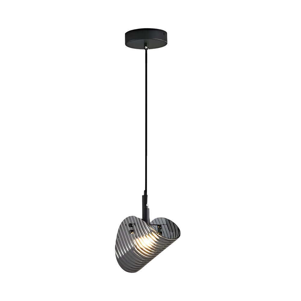 WINTERBOURNE SMOKY GLASS CURVED PENDANT LIGHT WITH DIMMABLE FEATURE