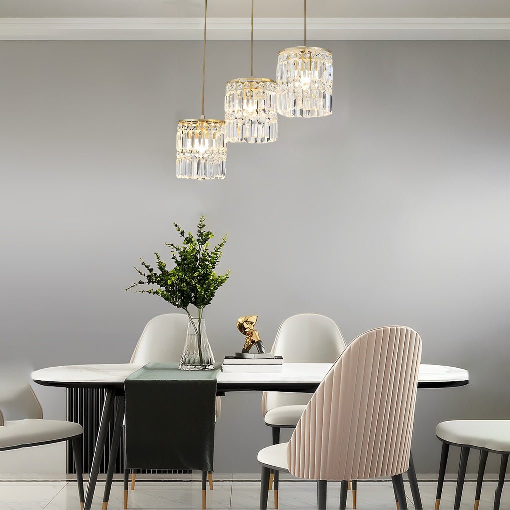 WINTHORPE CYLINDRICAL CRYSTAL PENDANT LIGHT WITH TRIPLE DIMMING