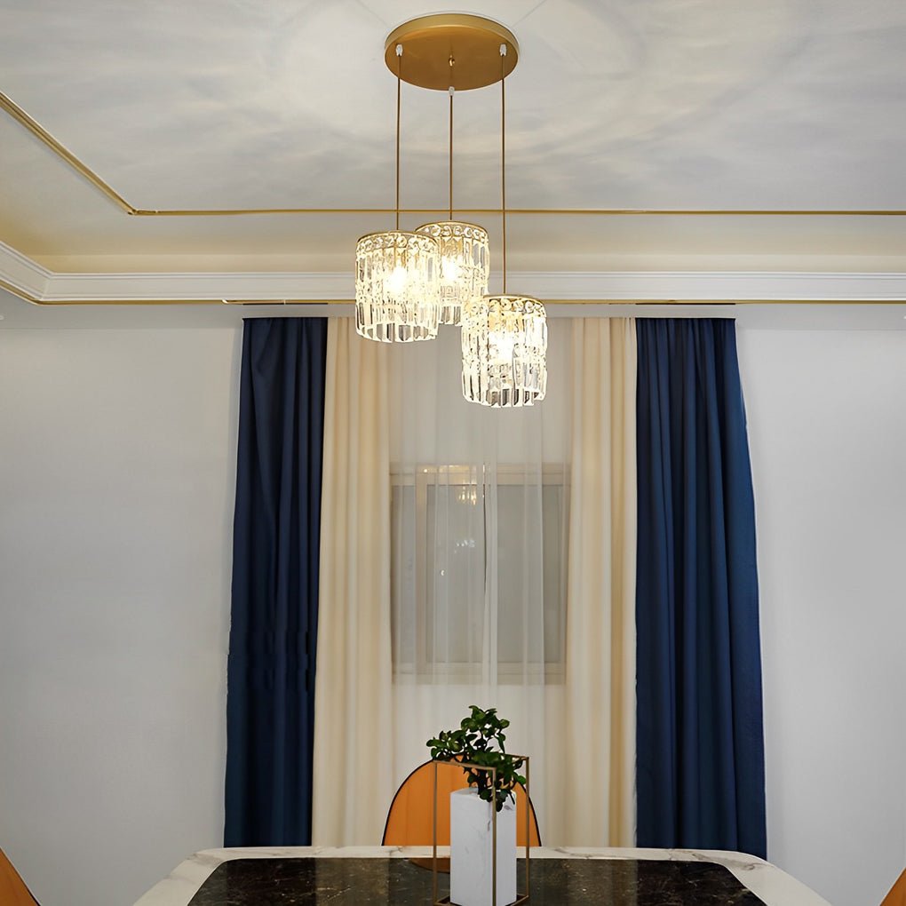 WINTHORPE CYLINDRICAL CRYSTAL PENDANT LIGHT WITH TRIPLE DIMMING