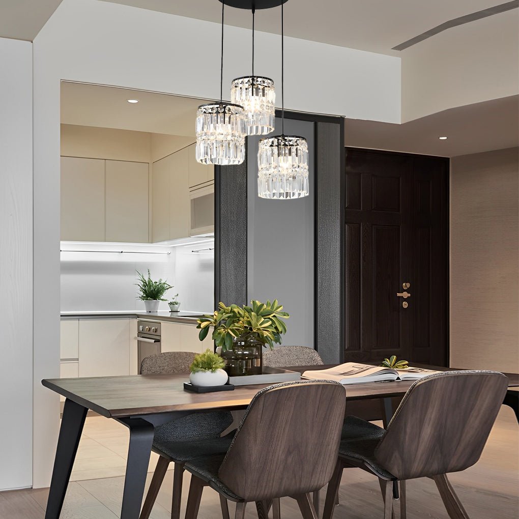WINTHORPE CYLINDRICAL CRYSTAL PENDANT LIGHT WITH TRIPLE DIMMING