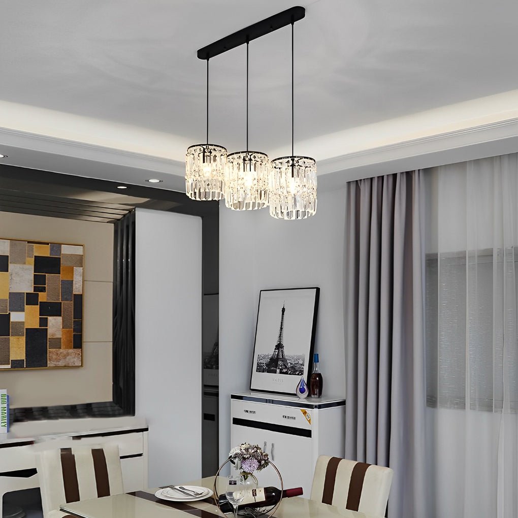 WINTHORPE CYLINDRICAL CRYSTAL PENDANT LIGHT WITH TRIPLE DIMMING