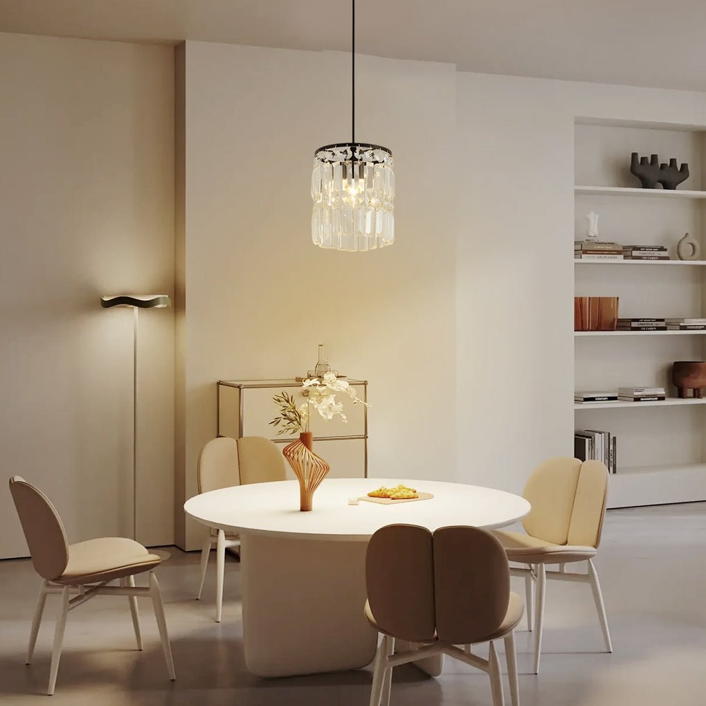 WINTHORPE CYLINDRICAL CRYSTAL PENDANT LIGHT WITH TRIPLE DIMMING