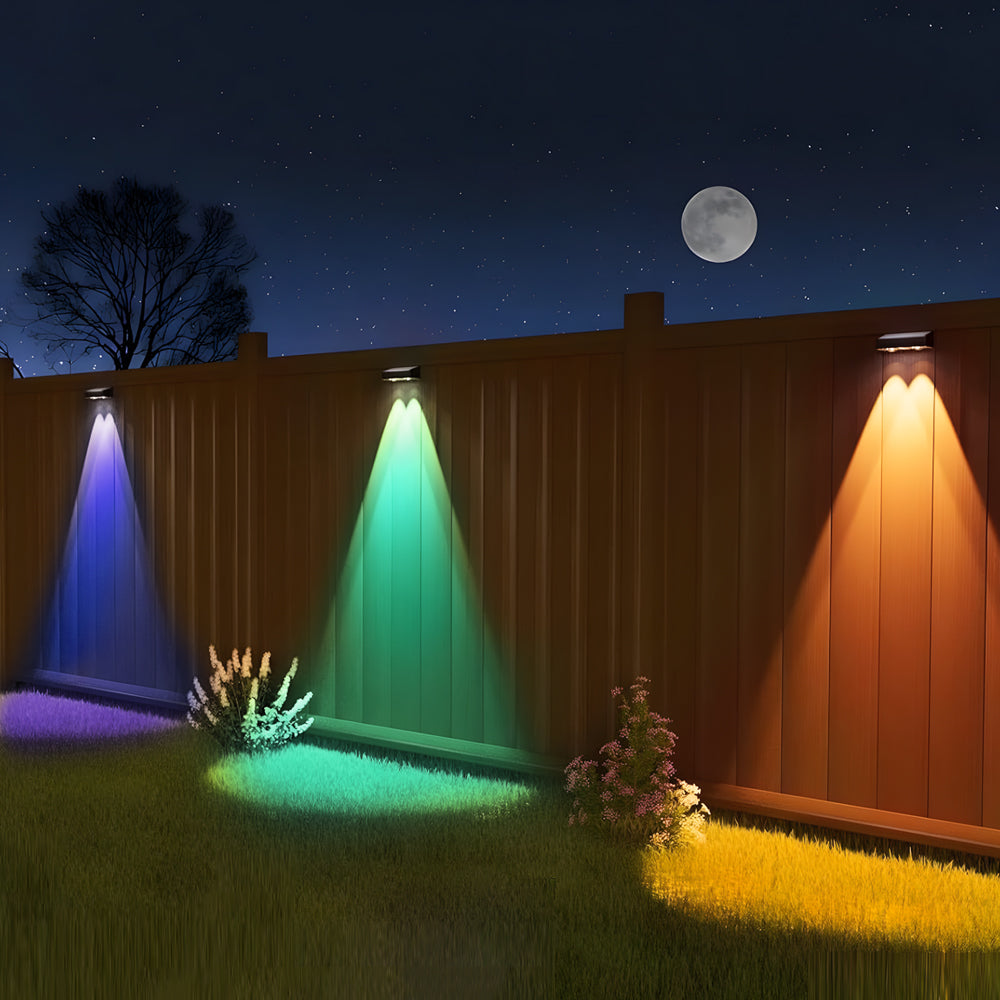 WINTHROP SOLAR-ILLUMINATED SQUARE WALL LANTERN, WEATHER-RESISTANT MULTI-HUE AMBIENCE