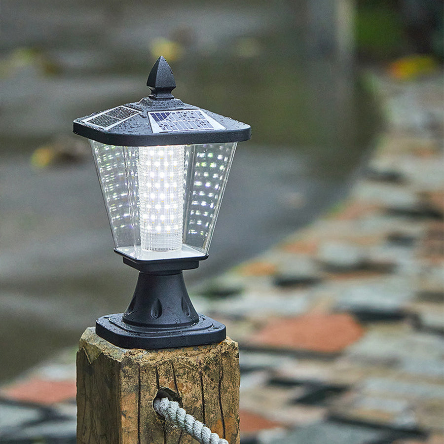 WINDSOR GARDEN SOLAR COLUMN LIGHTS - WATER-RESISTANT LED POST CAP ILLUMINATORS