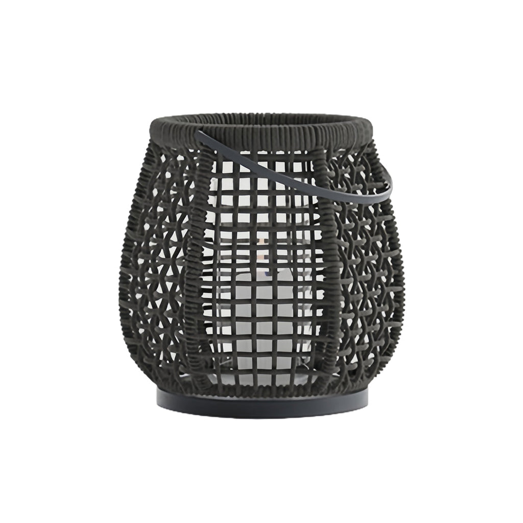 BRAMBLETON WOVEN OUTDOOR LANTERN WITH HANDLE, PORTABLE PATIO FLOOR LIGHT