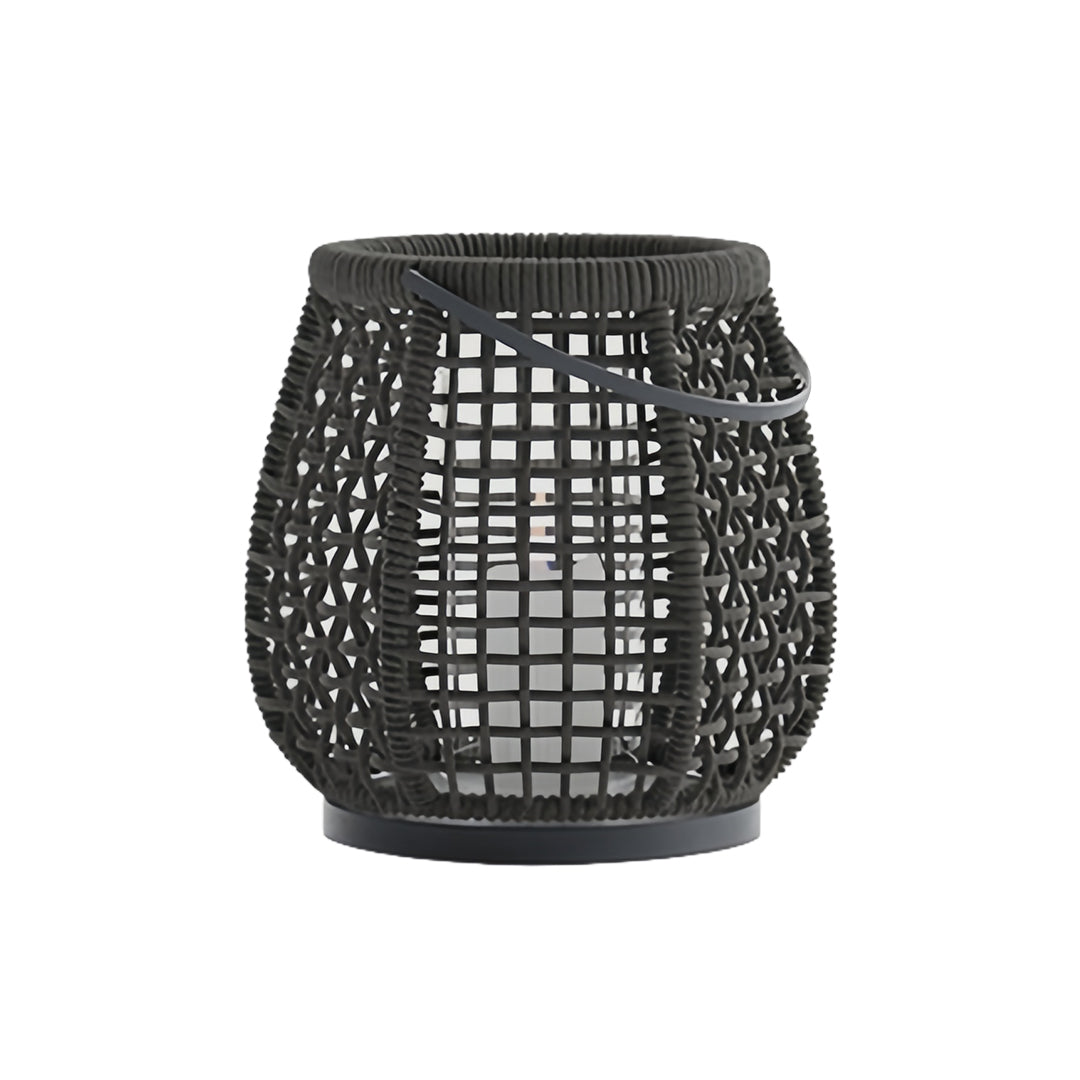 BRAMBLETON WOVEN OUTDOOR LANTERN WITH HANDLE, PORTABLE PATIO FLOOR LIGHT