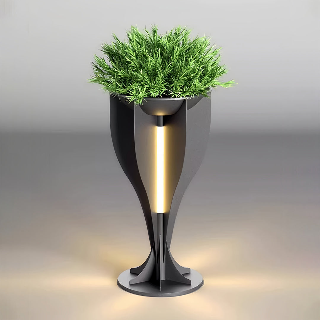 CHISWICK ILLUMINATED GARDEN URN WITH WATERPROOF OPENWORK DESIGN