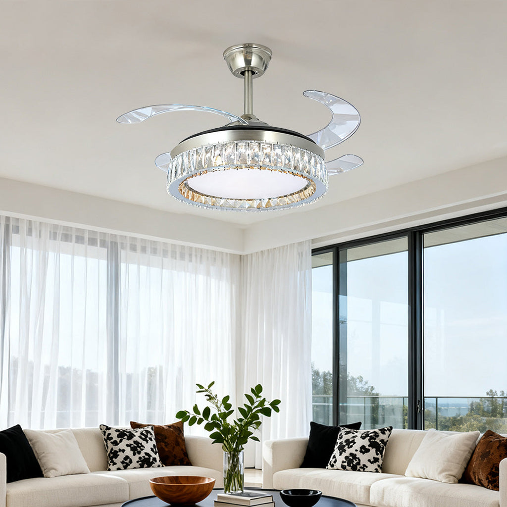 WINDSOR CRYSTAL-ENCASED CEILING FAN WITH REMOTE LIGHTING CONTROL