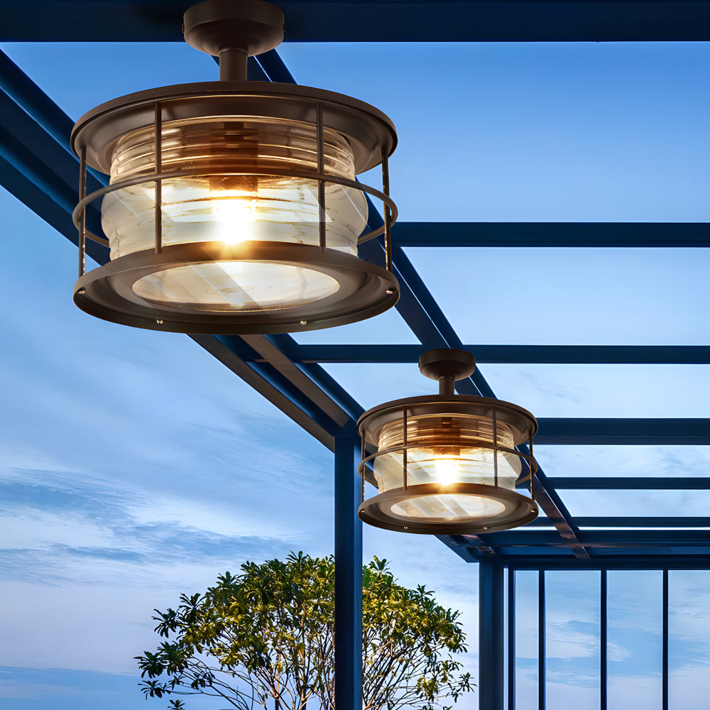 WHITBY COASTAL IRON FLUSH CEILING LANTERN