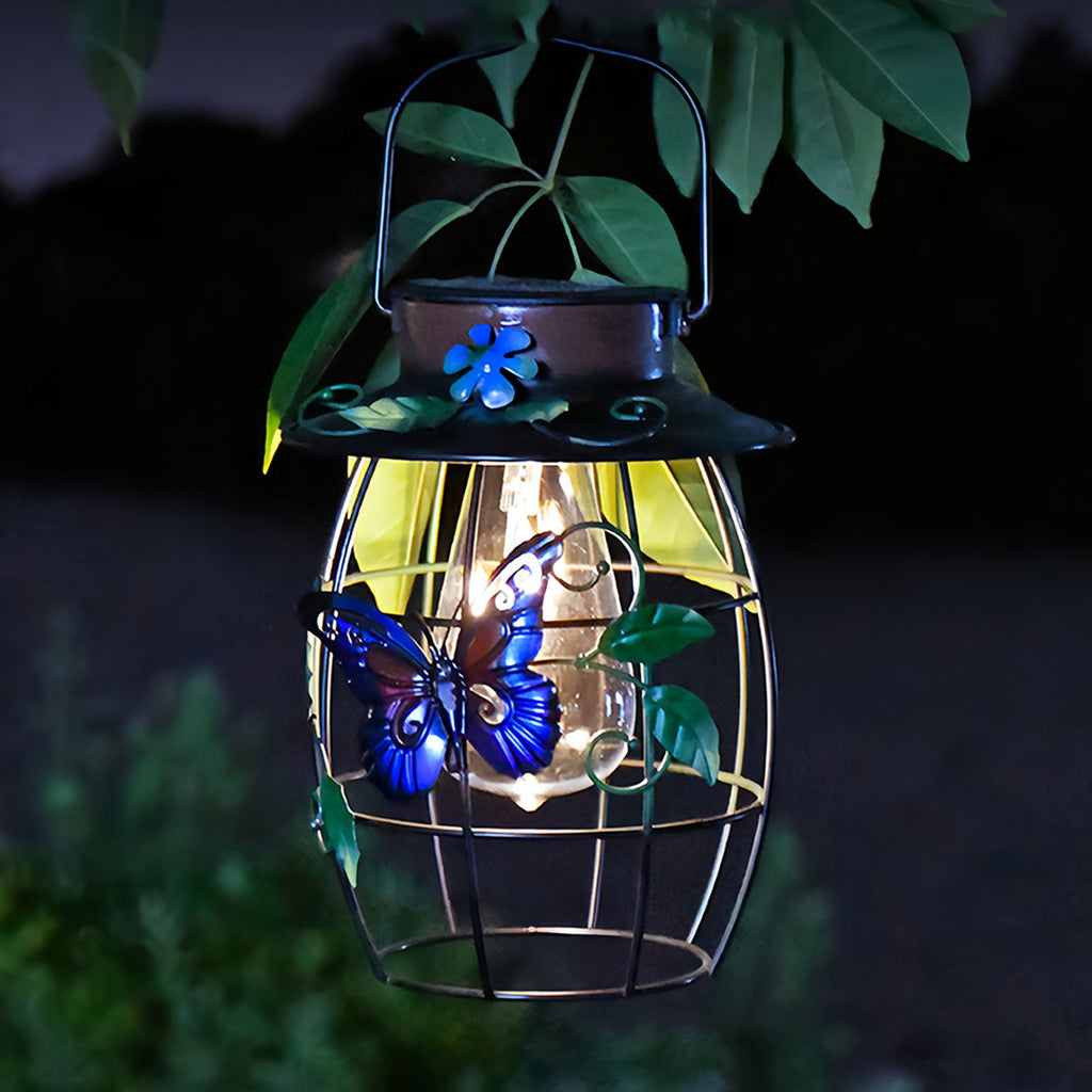WINTHROP SOLAR-ILLUMINATED BUTTERFLY HANGING LANTERN