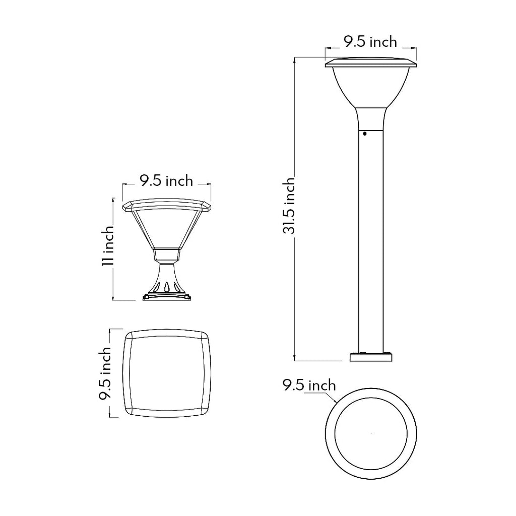 RAVENWOOD BLACK BOLLARD GARDEN LANTERN