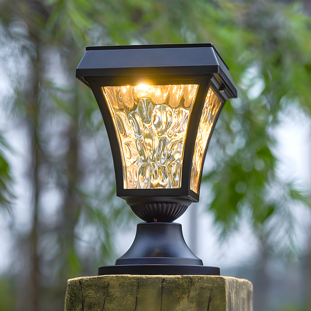 FENWICK SOLAR-POWERED FENCE POST LANTERN, WEATHER-RESISTANT ILLUMINATOR