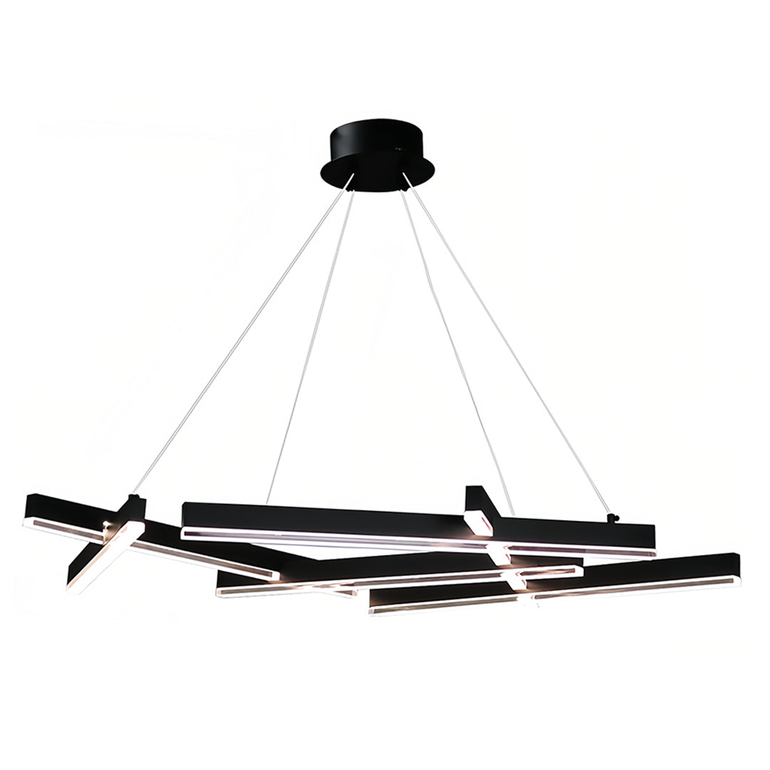 RAVENSCROFT MODERN BLACK METAL GEOMETRIC CHANDELIER WITH LED ILLUMINATION