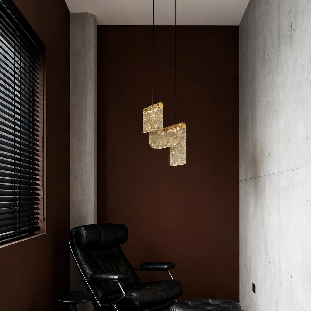 CARLETON AMBER GLASS ISLAND PENDANT LIGHT