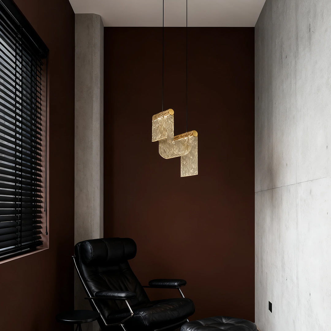 CARLETON AMBER GLASS ISLAND PENDANT LIGHT