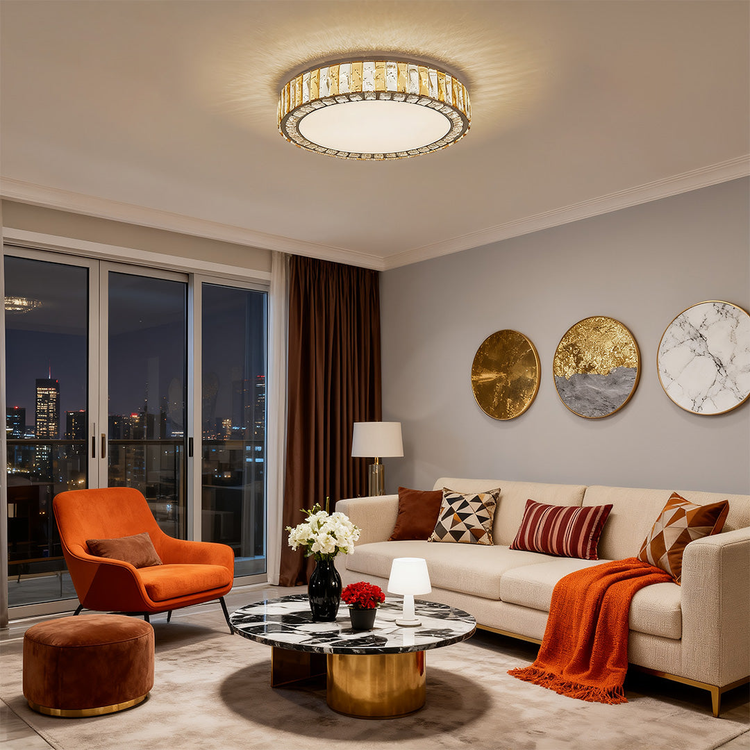FENWICK CRYSTAL EMBELLISHED FLUSH CEILING LIGHT