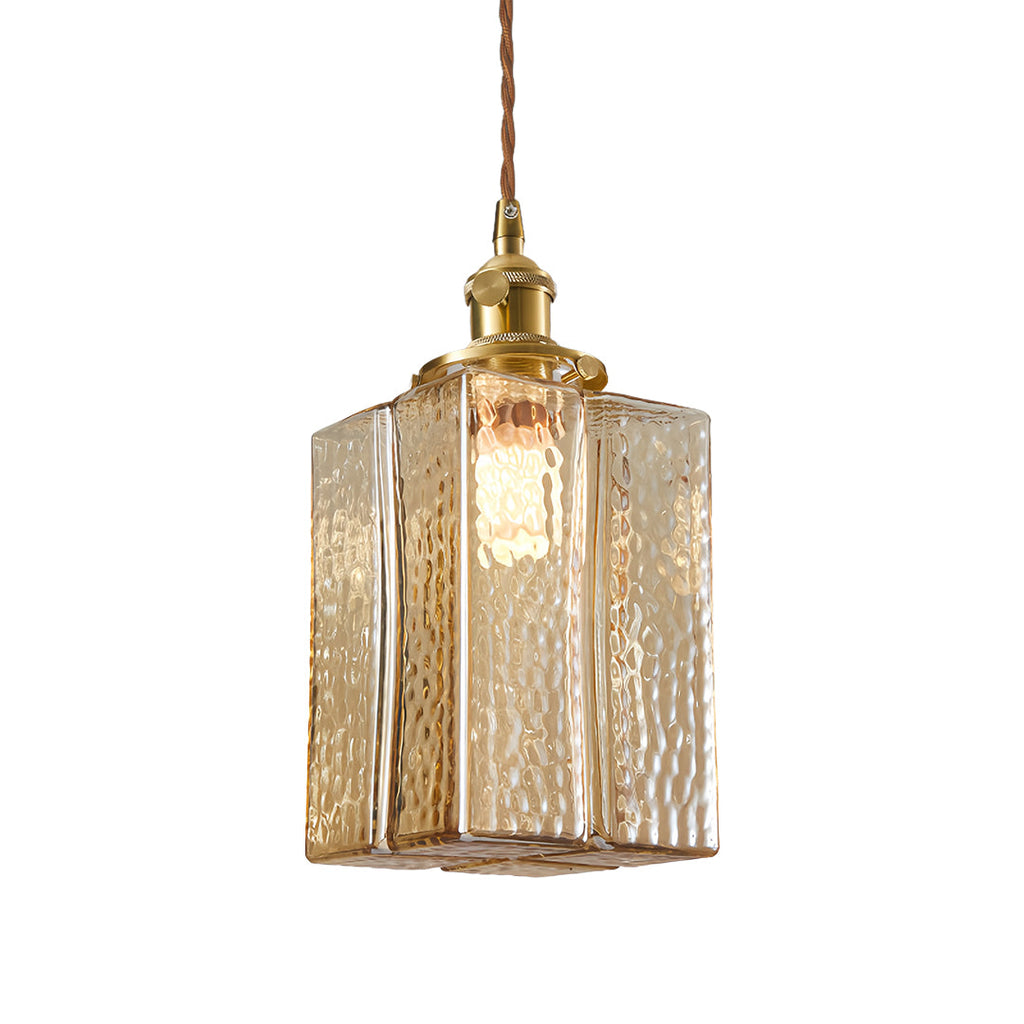 WINDSOR SQUARE GLASS HANGING LANTERN IN ANTIQUE BRASS