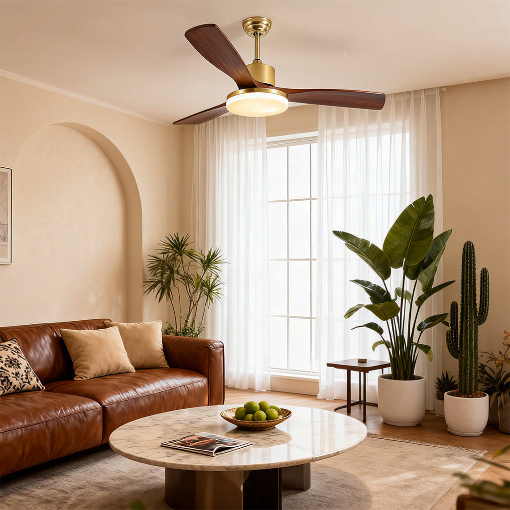WHITGIFT WOODEN TRIO CEILING LIGHT FAN WITH REMOTE